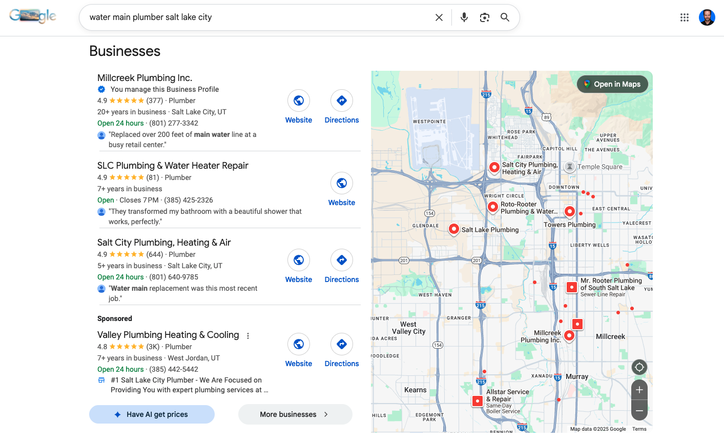 What Googles AI calling feature looks like in Google Local Pack